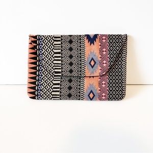 Tribal Style Envelope Pouch with Magnetic Closure & Inside Zipper Pocket
